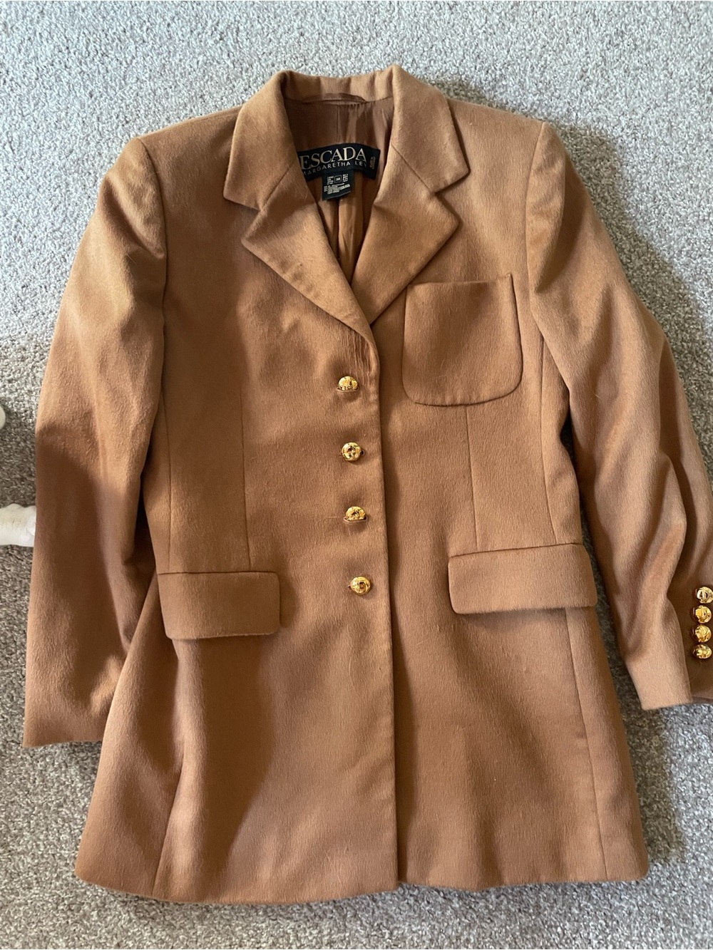 Escada Camel Brown Tailored Wool Blazer Coat - Picture 3 of 4